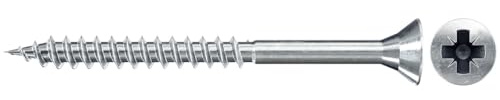 fischer Viti per truciolato 6,0 x 140 mm, testa svasata, zincate blu, filettatura parziale Phillips