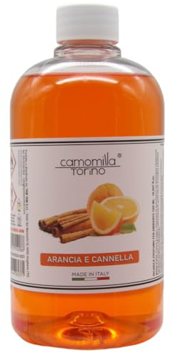 Ricarica profumo 500ml. in 25 fragranze per diffusore a bastoncini. Italy. Fiori Frutti Diffusore per ambienti 500 ml.Camomilla (arancia e cannella)