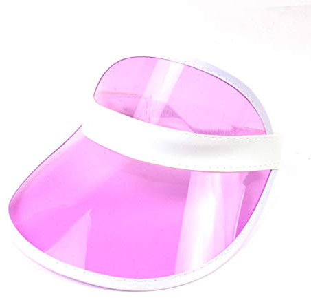 JERKKY Sonnenschutzhut Sport Strand Sonnenblende Kappe Frauen Männer Transparente PVC Kunststoff Matt Süß Candy Farbe Leere Open Top Strap Zurück Rosa