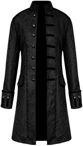 Crubelon - Chaqueta Estilo Steampunk Vintage para Hombre, Estilo gótico, Victoriano, para Disfraz de Halloween - Negro - XXX-Large