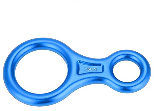 Bnineteenteam Descensor de Velocidad de Escalada 8 35KN, Aleación de Aluminio Figura 8 Placa de Calaje de Descenso para Descenso Recordatorio(Azul)