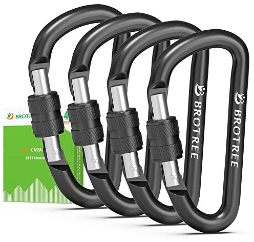 BROTREE Small Carabiner Clips Mini Locking Carabiner - 6cm Aluminum D-Ring