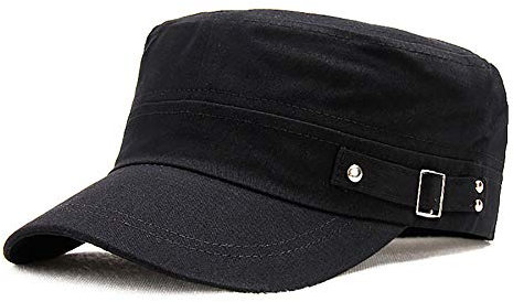 Adantico Unisex Militär Armee Kappe Einstellbar Baseballmütze Flat Cap (Schwarz)