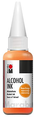 Marabu 12160059324 - Alcohol Ink neon orange, 20 ml, Alkoholtinte, für Fluid Art, Resin Art und Epoxidharz, für nicht saugende Untergründe, beschichtetes Spezialpapier, Metall, Keramik und Glas