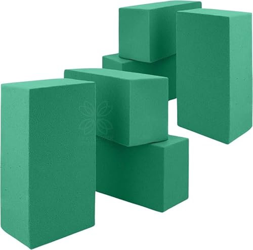 6 Wet Floral Foam Blocks for Fresh Flower Bouquet - Florists Foam Bricks for Artificial Flower Arrangement Supplies - Rectangular Flower Sponge Block
