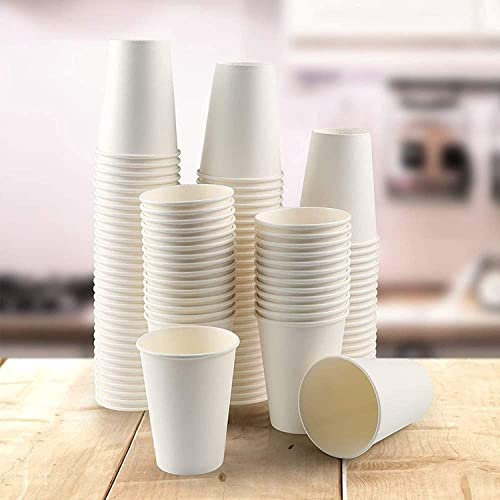 HOT BARGAINS 8oz Single Wall Paper Cups, White, 500 Count, Disposable Hot & Cold Drinks Cups for Coffee Tea