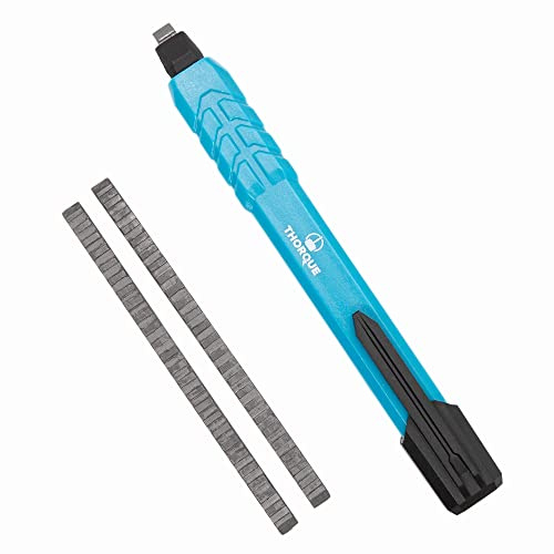 THORQUE - Matita da Carpentiere Professionale, Matita Meccanica da Cantiere con Omaggio SET di 2 Inserti Estendibili in Grafite HB, Lunghezza 130 mm, Matita Muratore Tecnica da Lavoro