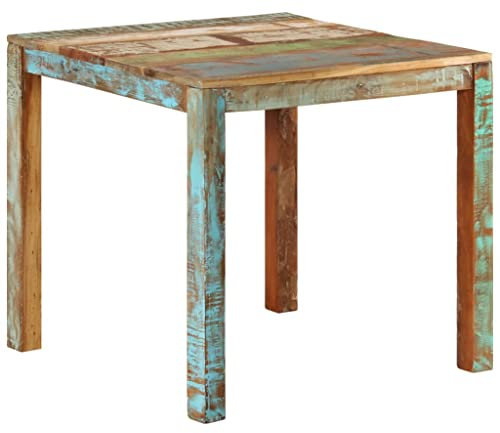 vidaXL Solid Reclaimed Wood Square Dining Table - Multicolor, Farmhouse Style, Handcrafted Dinner Table for Kitchen Room