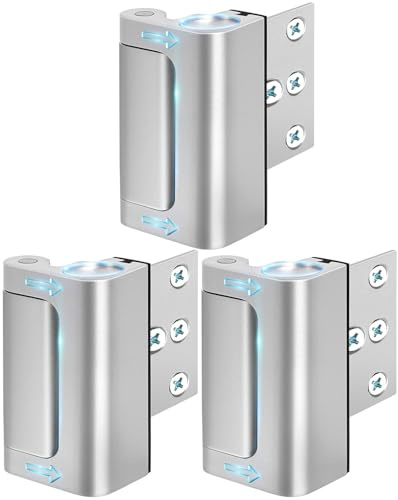 Home Security Door Lock 3 Pack Metal Door Reinforcement Lock for Kids Safety Top Front Door Child Proof Safety Lock Defend High Security Door Locks Latch Withstand 800lbs for Inside Swing Door Chain