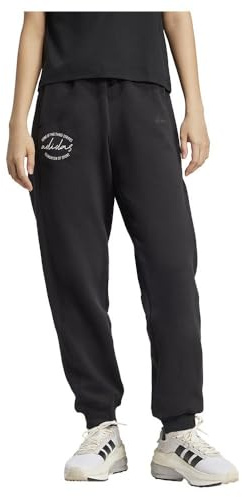 adidas Donna Signature Graphic Print Fleece Loose Pant, Black, S