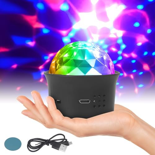 Mini sfera da discoteca, controllo vocale USB, luci per discoteca, luce flash, luce per palcoscenico, portatile, ricaricabile, per feste di nascita e decorazione per interni auto (1 pezzo)