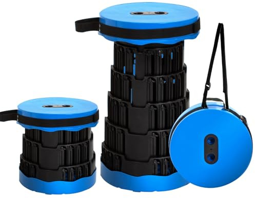 KunpengZen Tabouret Pliable, Tabouret Pliant Portable Réglable en Hauteur, Charge de 600kg Tabouret Telescopique pour L'extérieur, Randonnée, Pêche, Barbecue, Intérieur, Voyage, Fête