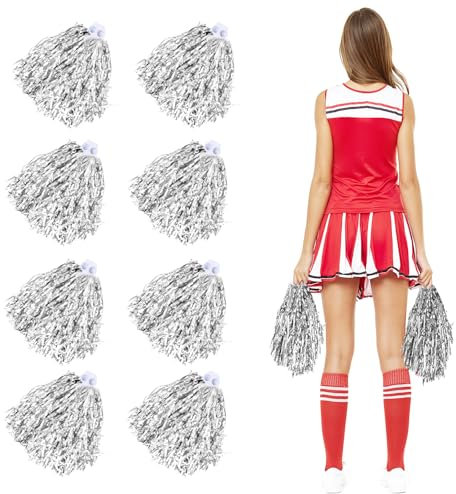 8 Stück Cheerleader Pompoms, Kunststoff Handblumen für Schule, Sport, Tanz, Karneval Parteien (D)