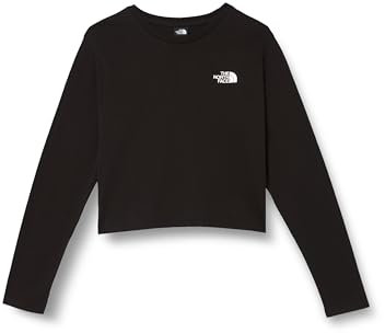 The North Face Women's L/S Simple Dome Crop T-Shirt, TNF Black, L