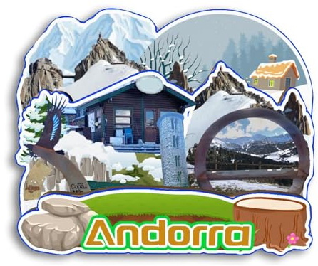 Quwsne Imán de nevera para Andorra imán ciudad viaje recuerdos turísticos 3D monumentos clásicos artesanías hechas a mano decoración del hogar-2426