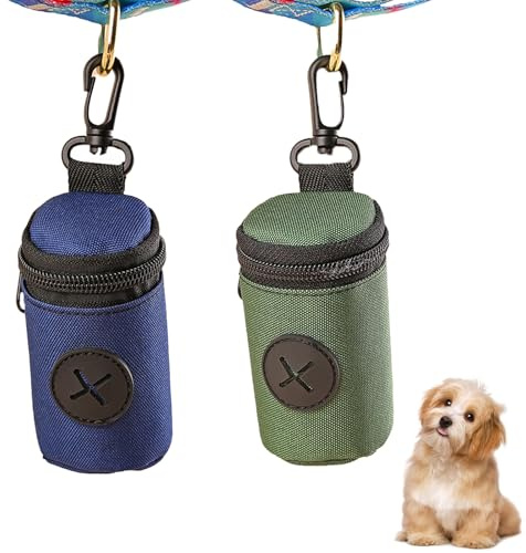 Monsully 2 Pezzi Porta Sacchetti Cane, Porta Borsa per Dejection Canina con Moschettone, Sacchetti dei Rifiuti Cane a Tenuta Stagna, Distributore di Sacchetti per Escrementi Cani (Verde e Blu)