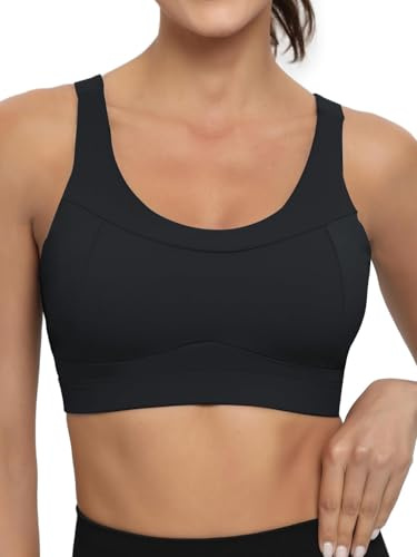 RUNNING GIRL High Impact Sports Bras for Women,Racerback Running Bra Workout Crop Tank Tops Longline Sports Bra(EU_WX2667_Black_M)