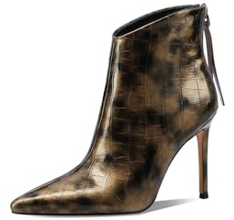 QUEEN HELENA Tronchetti con Tacco a Spillo Stivaletti con Zip Donna K4000 (Oro, Sistema Taglie Calzature EU, Adulto, Donna, Numero, Media, 39)