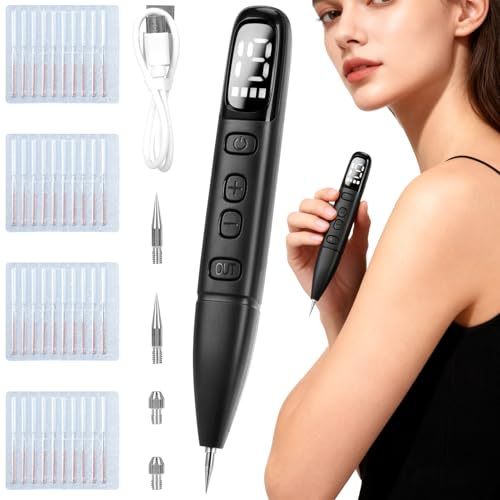 Dissolvant Traitement Verrues Plasma, Électrique Removal Pen avec 19 Niveaux Réglables et Spot LED, Outil Dermatologique Portable Rechargeable pour Grains de Beauté, Verrues, Taches de Rousseur