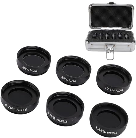 VBESTLIFE Kit de Filtros Lunares de Densidad Neutra para Telescopio de 6 Piezas de 1,25 Pulgadas, ND2 ND4 ND8 ND16 ND32 ND64 Juego de Filtros para Ocular de Telescopio con Estuche de