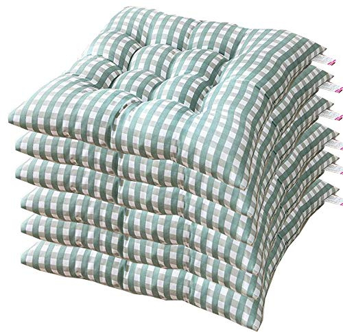 AGDLLYD Cuscino Sedia 40x40, Trapuntato, Morbido per Cucina e Giardino, 40x40x7cm, Disponibile in Tanti Colori Diversi (Verde, 6 Pezzi)