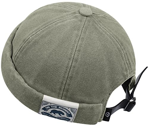 CLAPE Docker-Cap Docker mössa sjömansmössa hamnmössa män sommar jeans bomull brimless keps hat rullad manschett harbour hatt justerbar keps utan skärm, CT36-grön, 55-60