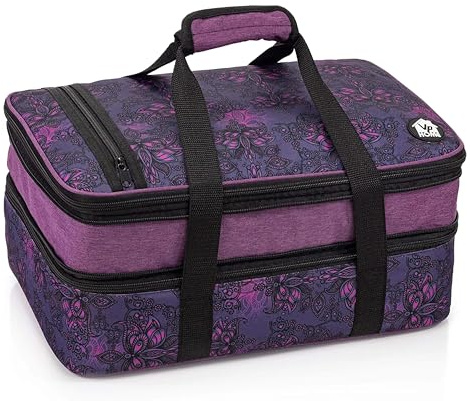 VP Home Double Casserole Insulated Travel Food Containers Carry Bag - Henna Tattoo Design for Trip Birthday Party, Mother's Day, Grocery Store, Supermarket, Outdoor Picnic, and More - Lunch Bag