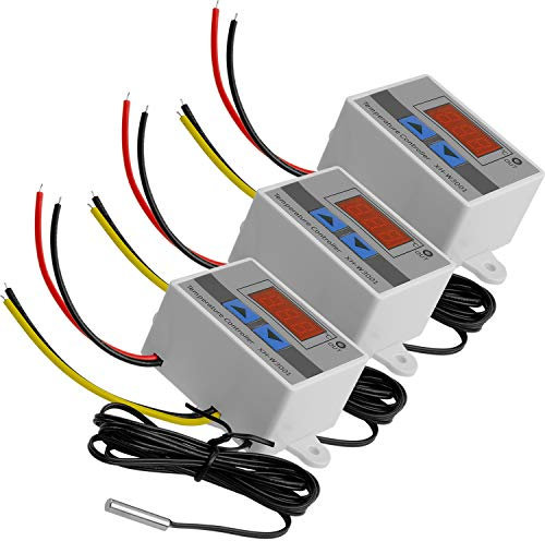 AZDelivery 3 x XH-W3001 Thermostat Digitales LED-Temperaturreglermodul mit Temperaturanzeige Einstellbar, Thermostatschalter Wasserdichter Temperaturfühler NTC DC 12V 120W 10A und inklusive E-Book!