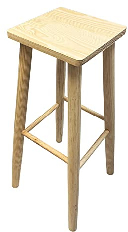 Acan Tradineur - Taburete Cuadrado Alto de Madera con Patas Redondeadas, banqueta de Barra, Bar y Cocina, 70 x 28 x 28 cm