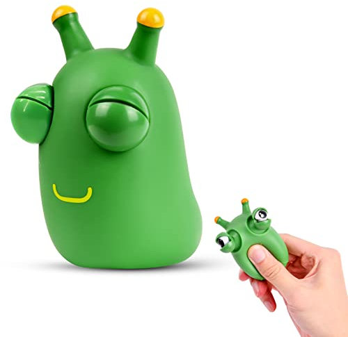 Ainiv Squeeze Spielzeug, Squishy Squeeze Toy, Stressball Erwachsene, Popping Out Eyes Toy, Insekten Squeeze Spielzeug, Funny Grass Worm Pinch Toy, Insekten Squeeze Spielzeug Stress Ball(Schwarz Auge)