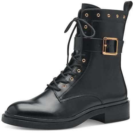 Tamaris Damen Schnürstiefel Leder; BLACK/schwarz; 39 EU