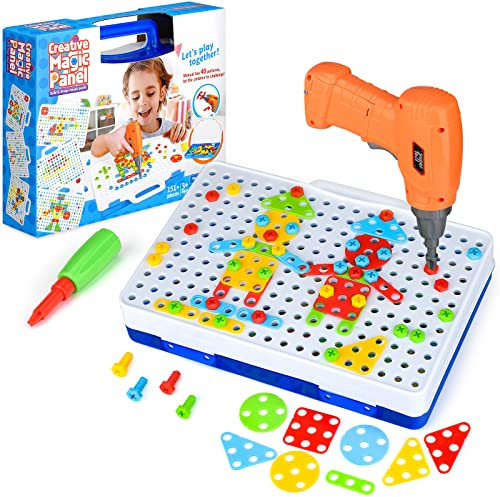 TI-TOO 3D-Spielzeug zum Auseinandernehmen für Kinder Puzzle Constructions Spielzeug für 3 4 5 Jahre alten Jungen Kreative Puzzles Montage DIY Baukasten Bohrer mit Aufbewahrungsbox