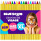 Blue Squid – Kit de peinture pour le visage pour enfants – 18 bâtons de marqueurs de peinture pour visage torsadés de couleur | Kit de crayons de peinture à base d'eau | Kit de peinture pour le ventre