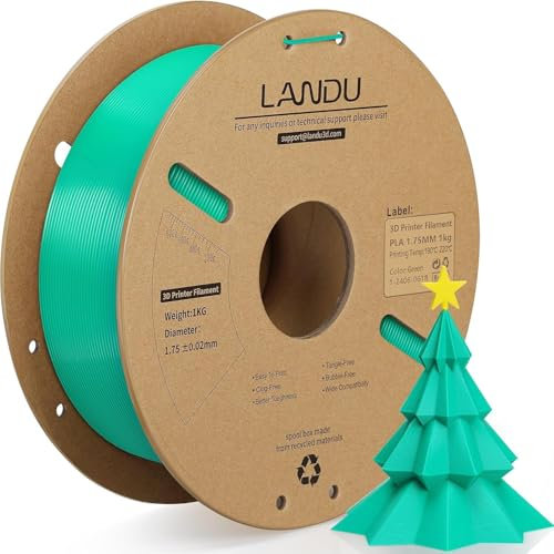 LANDU PLA Filament 1.75mm 1KG(2.2lbs) 3D Drucker Filament Maßgenauigkeit +/-0.02mm Pappspule PLA Filament 3D Druckmaterialien Grün