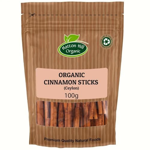 Organic Ceylon Cinnamon Sticks 100g by Hatton Hill Organic | Warm, Sweet Aromatic Spice • Perfect for Baking, Teas & Desserts