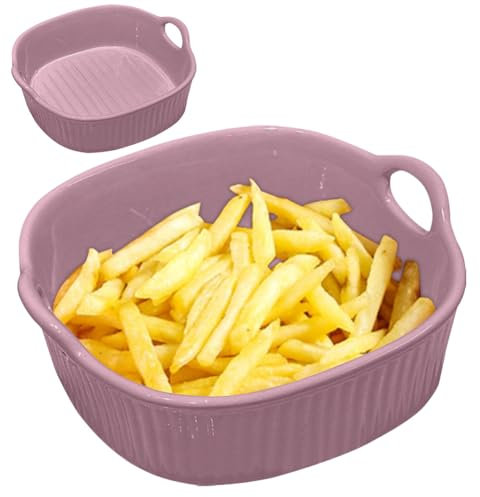 Ruioomeep Pirofila in ceramica, pirofila quadrata, 18,5 x 17 cm, 650 ml, forma quadrata con manico, resistente ai graffi e ai tagli, per lasagne, tiramisù, sformati, accessori per friggitrice, forno a