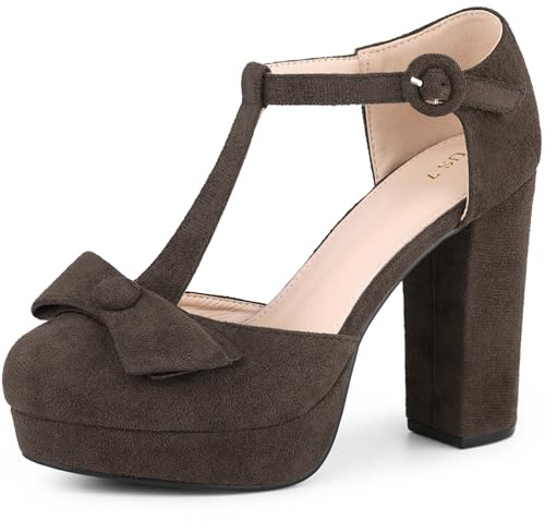 Allegra K Mary Janes - Scarpe décolleté con plateau, da donna, per costumi di Halloween, con tacco, Marrone scuro., 40 EU