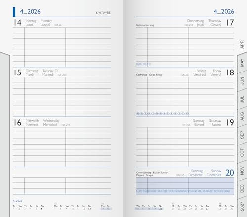 BRUNNEN Wochen-Ersatzkalendarium Mod. 756 2026 | 87×153 mm, Karton, weiß