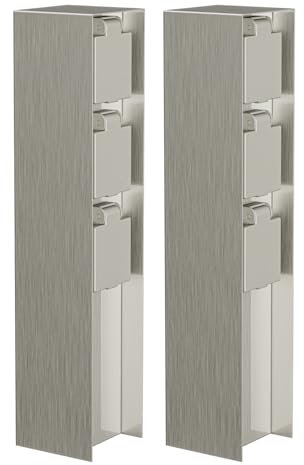 ledscom.de 2 pièces Colonne de Prises de Courant de Jardin POMI pour l'extérieur, IP44, 3X, Acier Inoxydable, INOX, carré, 33 cm