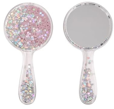 Naapesi Miroirs à Main,Miroir Maquillage,Miroir Coiffeur,Miroir Portable Professionnel, Miroir à Poignée Ronde,Miroir Polyvalent pour Voyage,Salle de Bain, Bureau, Maquillage, Beauté (Rose)