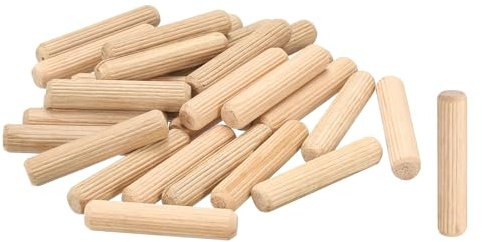 sourcing map 60Pcs Wooden Dowel Pins, M10 x 50mm Straight Dowel Rods Wood Fluted Dowels Rods for Crafts Furniture DIY Hardwood