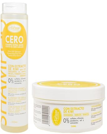 Nurana - Pack Cuidado Capilar CERO – Champú Extra Suave + Mascarilla Hidratante con Extracto de Kiwi – Cabello Seco, Teñido o Sensible – 2 x 250ml