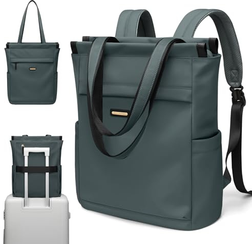 GOLF SUPAGS Mochila Convertible para Portátil de Mujer Bolsa de Viaje Informal para Portátil de Trabajo Universidad Ocio Viaje(Verde Oscuro)