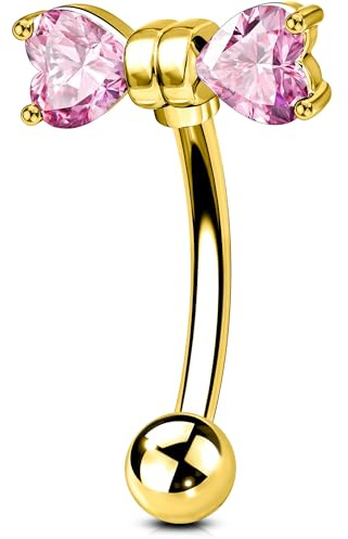 OUFER 16G Piercing Rook 316L Acier Chirurgical Rose CZ Transparent Nœud Piercing Sourcil 6/8mm Curved Barbell Argent Or Vertical Labret Lèvre Piercing pour Femmes