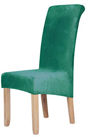 Homaxy Velvet Stuhlhussen 6er Set, Stretch Esszimmerstuhl Hussen, Spandex Plüsch Stuhlbezug Großes Esszimmer Stuhl Protector (Dunkelgrün)