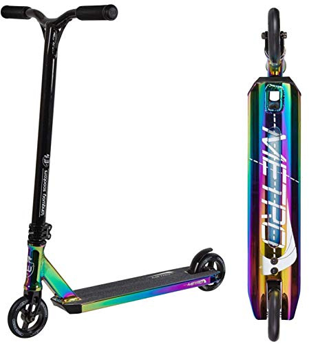 Longway Trottinette Metro Stunt H = 79 cm Trick Park + autocollant Fantic26 (Noir/néochrome Rainbow)