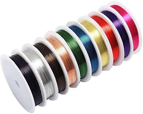 BN Gioielli Filo di rame Gioielli Artigianato Filo 10 Rotoli Kit Avvolgicavo per Gioielli Artigianali per Fabbricazione di 0,3 mm Colori Misti