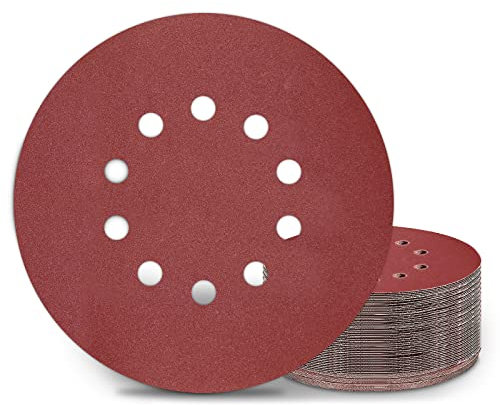 KONGMING Disques de Ponçage 225 mm 25 Pièces Grain P180 10 Trous Disques Abrasifs 225 mm Ronds Papier Abrasif for Ponceuse pour Cloisons Sèches Ponceuse Girafe