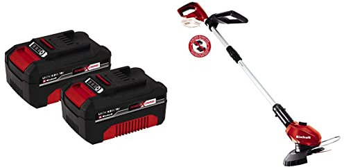Einhell Power X-Change 18V, 4.0Ah Lithium-Ion Battery Twin Pack| 2 x 4,0Ah Batteries & GC-CT 18 Li Power X-Change 18V Cordless Strimme- Battery and Charger Not Included, Red/Black