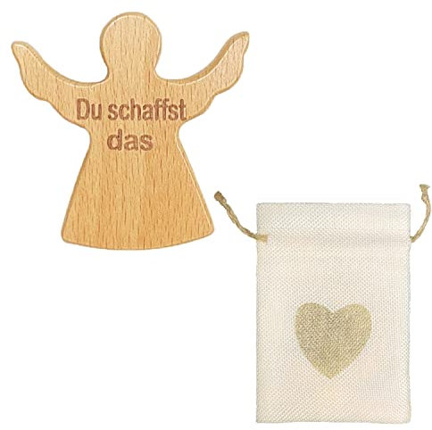 Schutzengel Glücksbringer Handschmeichler mit Du schaffst das! Engel Figur Weihnachtsdeko Geschenk zur Geburt Taufe Kommunion Glücksbringer für Familie Freunde Mutmacher Geschenk schutzengel kinder
